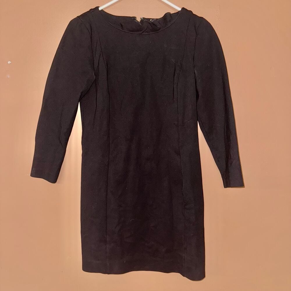 J. Crew Women's Knit Zip Back 3/4 Sleeve Midi Dress - Black XS